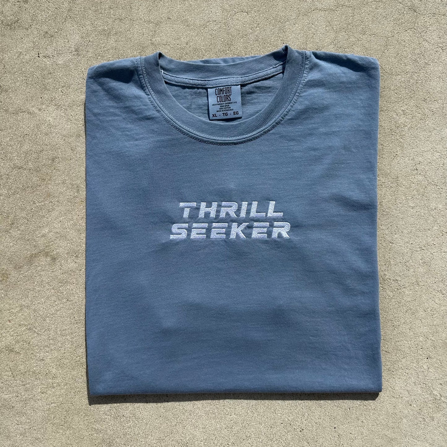 Blue Thrill Seeker Embroidered T-Shirt
